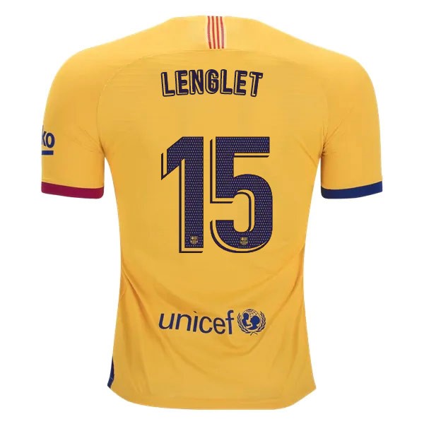 Camiseta Barcelona NO.15 Lenglet Segunda equipo 2019-20 Amarillo